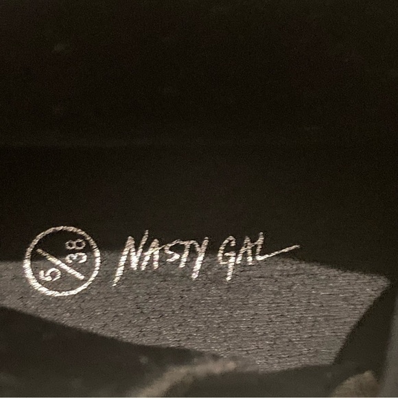 NASTY GAL Sz 38 Moto Style Studded Buckles Zipper Closure Ankle Vegan Boots NEW - Picture 7 of 9